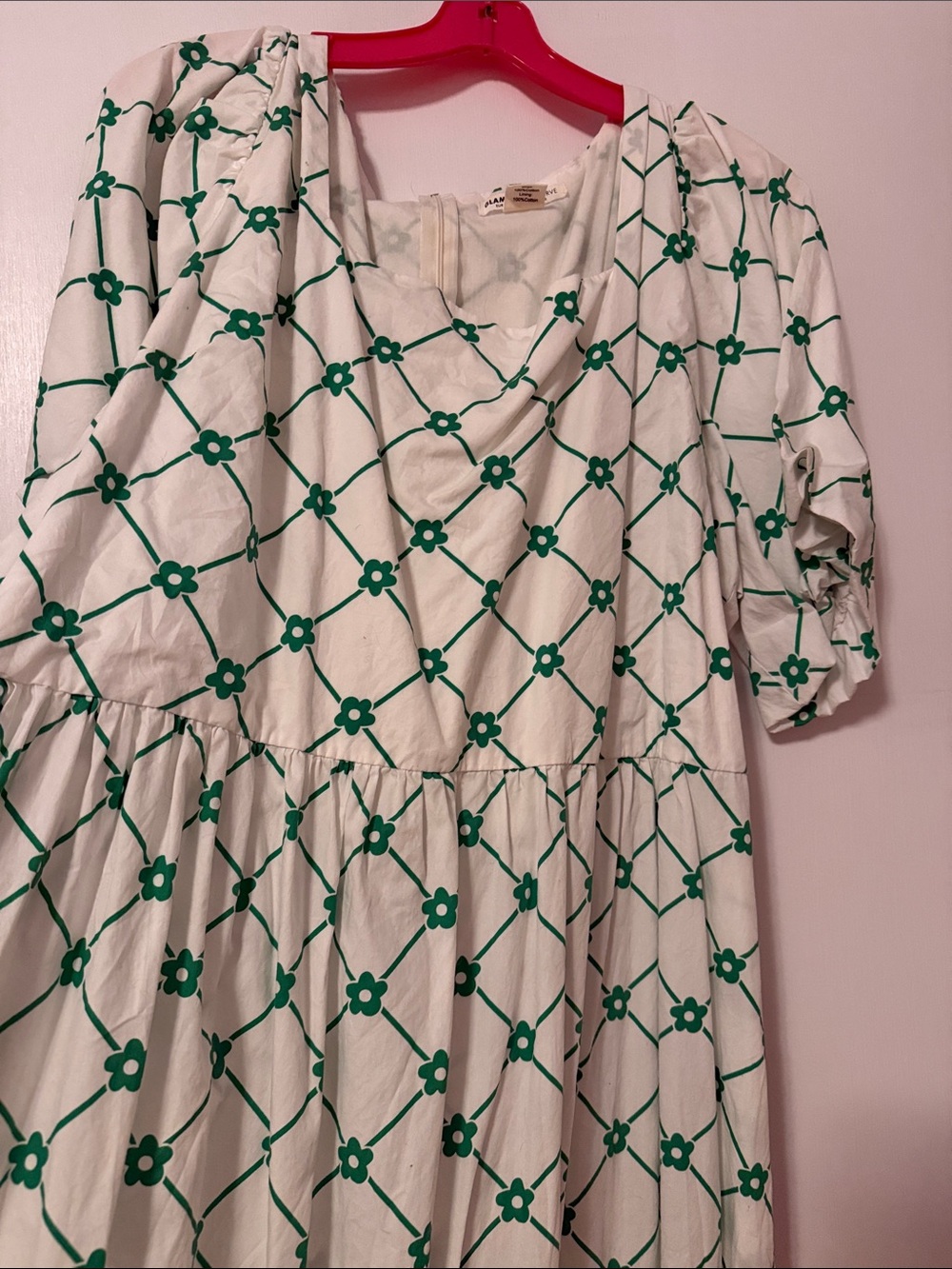 ASOS Curve White Green Floral Trellis Midi Dress Plus 20 Prep Tennis Mod Cotton - Picture 8 of 16